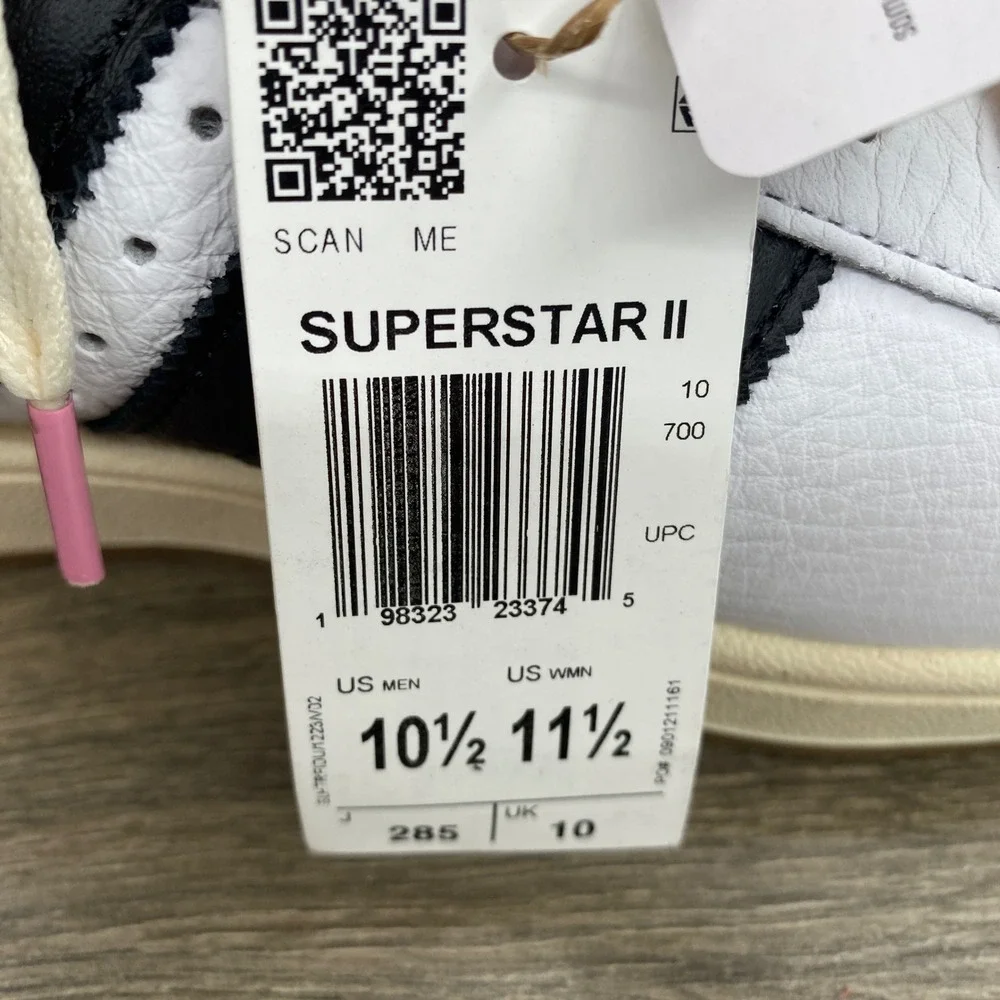 Adidas Superstar II Sneakers Mens 10.5 White Black Brown Shell Toe KK1963